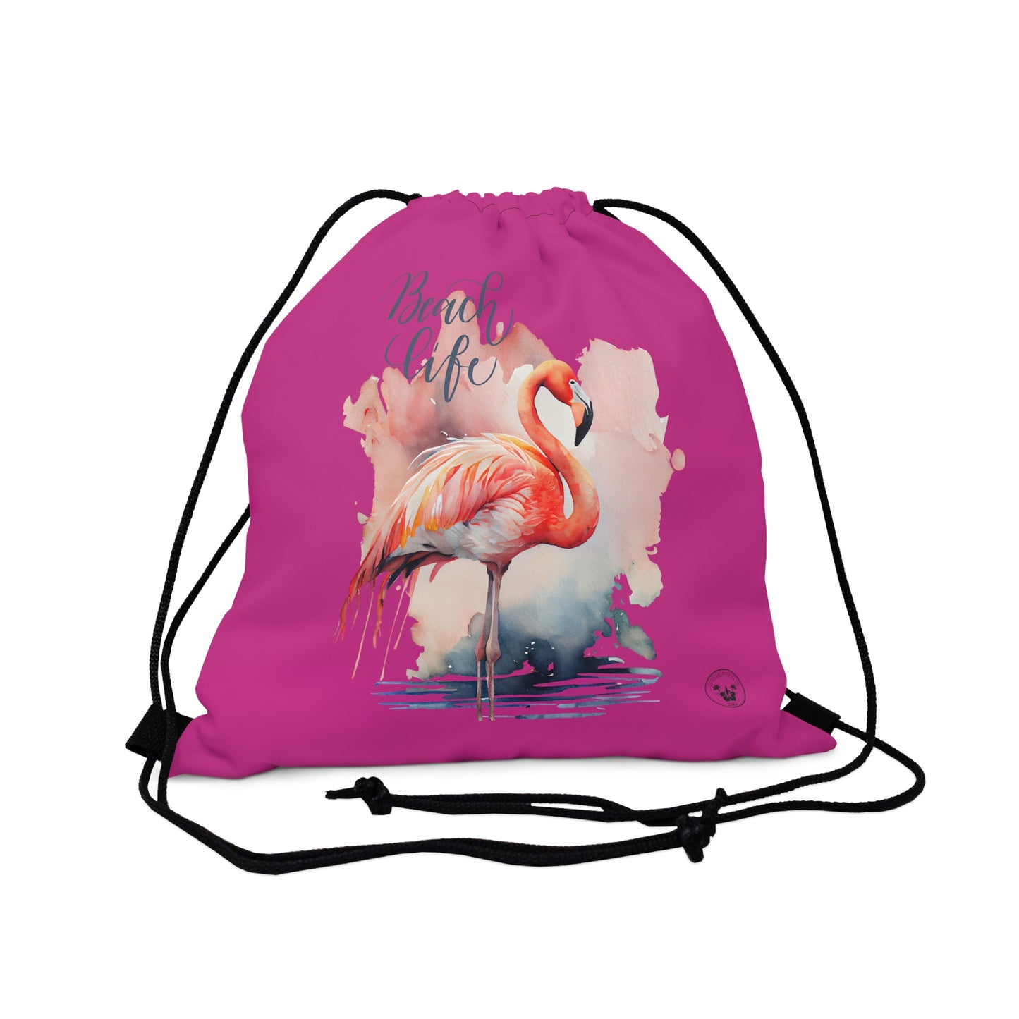 2023 Flamigo Beach Time Pink Outdoor Drawstring Bag