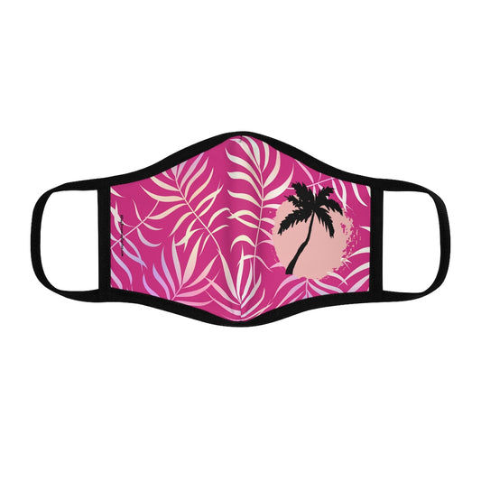 Island Sunset Pink Tropical Leaf Classic Style Form Fitted Polyester Face Covering Mask