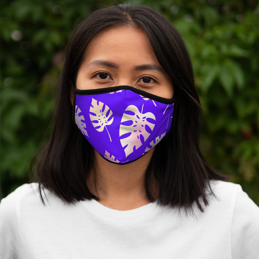 Purple Tropical Leaf Classic Style Form Fitted Polyester Face Covering Mask