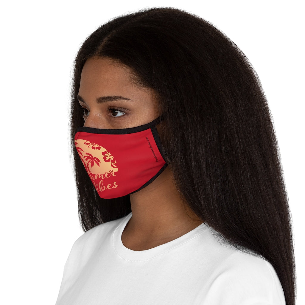 Red Summer Vibes Black Hawaiian Style Form Fitted Polyester Face Covering Mask