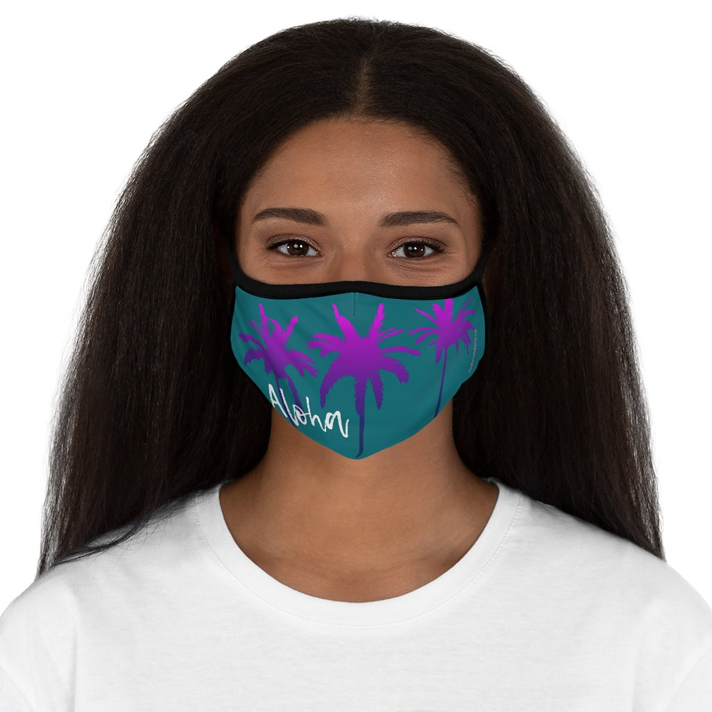 Purple Palm Tree Green Blue Hawaiian Style Form Fitted Polyester Face Covering Mask