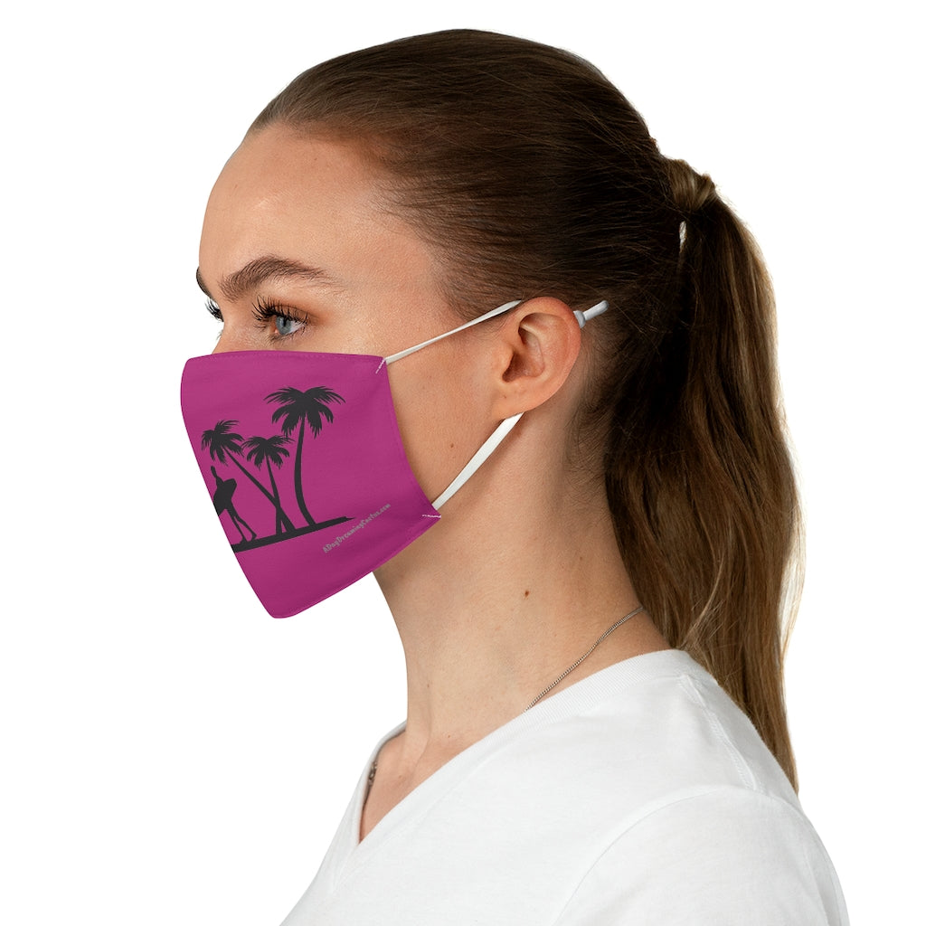Pink Surfs Up Hawaiian Style Polyester Face Covering Mask ~ One Size Fits All ~ Elastic Ear Loop