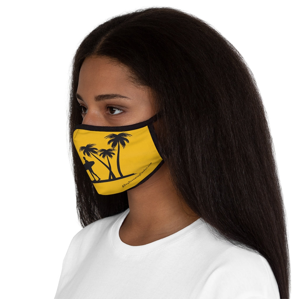 Yellow Surfs Up Hawaiian Style Form Fitted Polyester Face Covering Mask