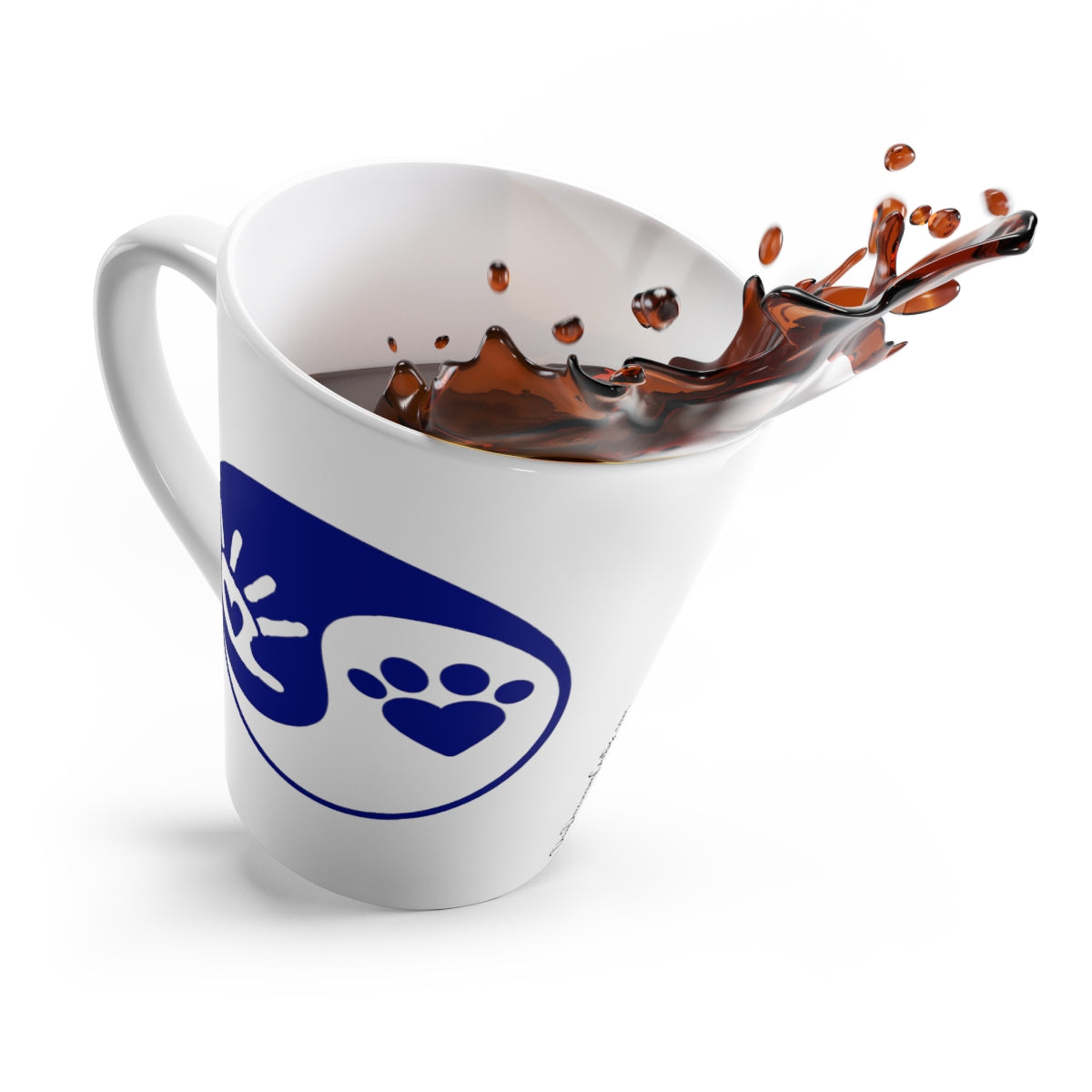 Blue Ying Yang Hand and Paw Latte Mug ~ Dog Lovers Coffee Tea Drinkware