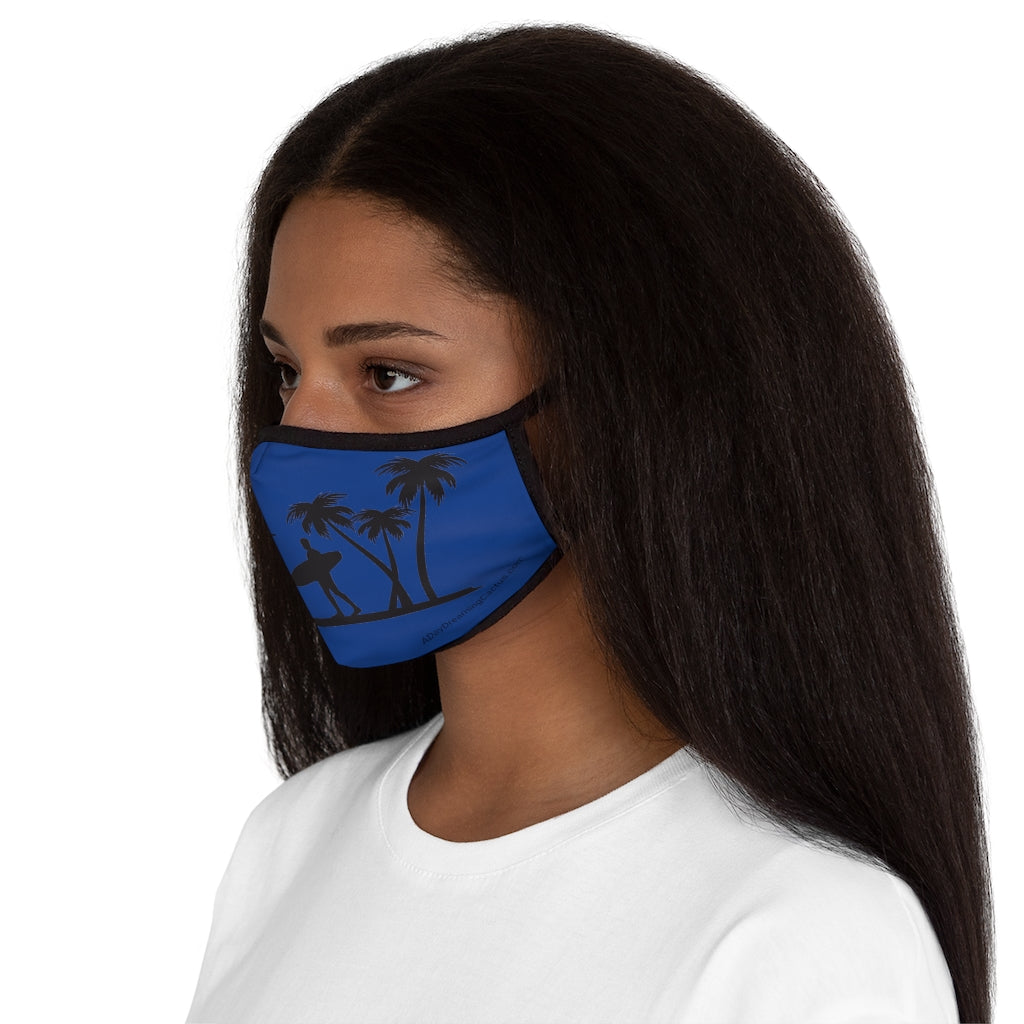 Blue Surfs Up Hawaiian Style Form Fitted Polyester Face Covering Mask
