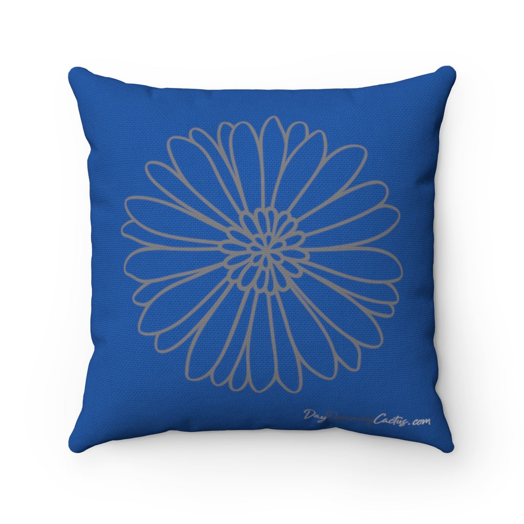 Sunflower and Roses Inspirational Quote - Blue and Teal Graphic Square Home Decor Accent Pillow Case - Cover
