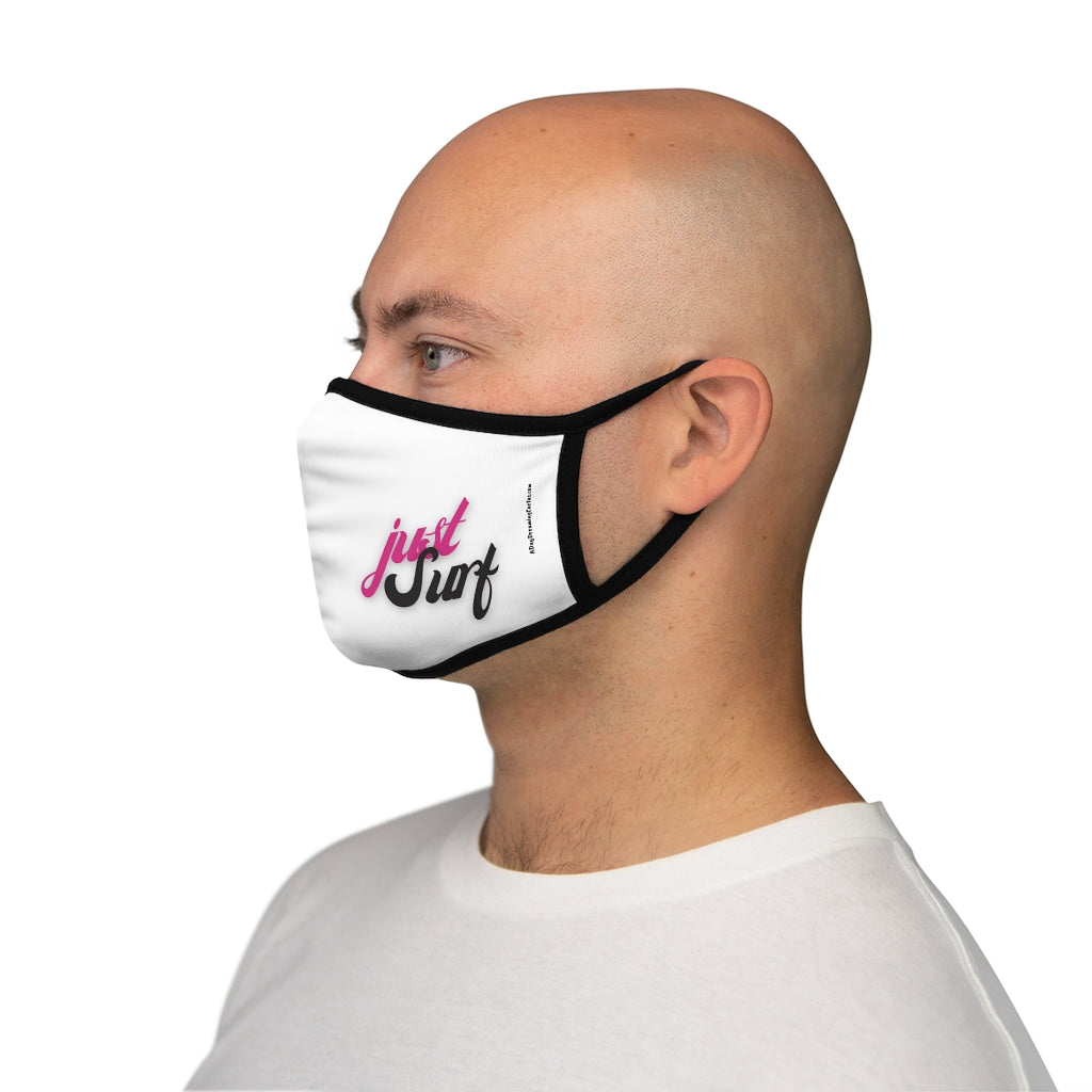 Just Surf Surfer White Pink Hawaiian Style Form Fitted Polyester Face Covering Mask