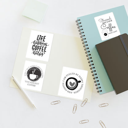 Coffee Saying Sticker Sheets ~ Indoor / Ourdoor Use ~ 2 Size Options