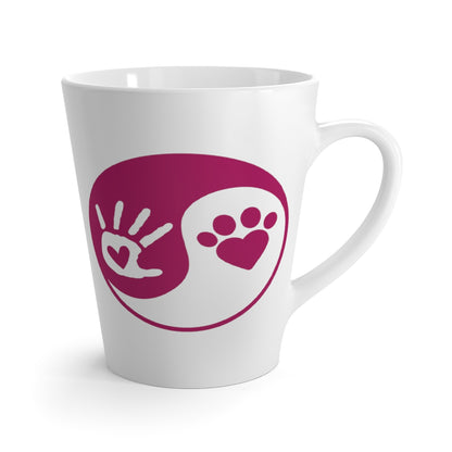 Dark Pink Ying Yang Hand and Paw Latte Mug ~ Dog Lovers Coffee Tea Drinkware