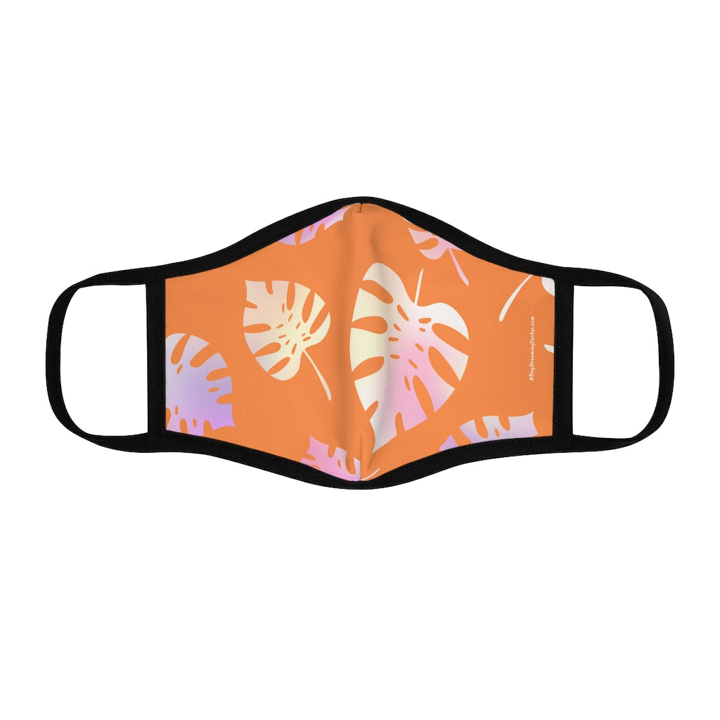 Orange Tropical Leaf Classic Style Form Fitted Polyester Face Covering Mask