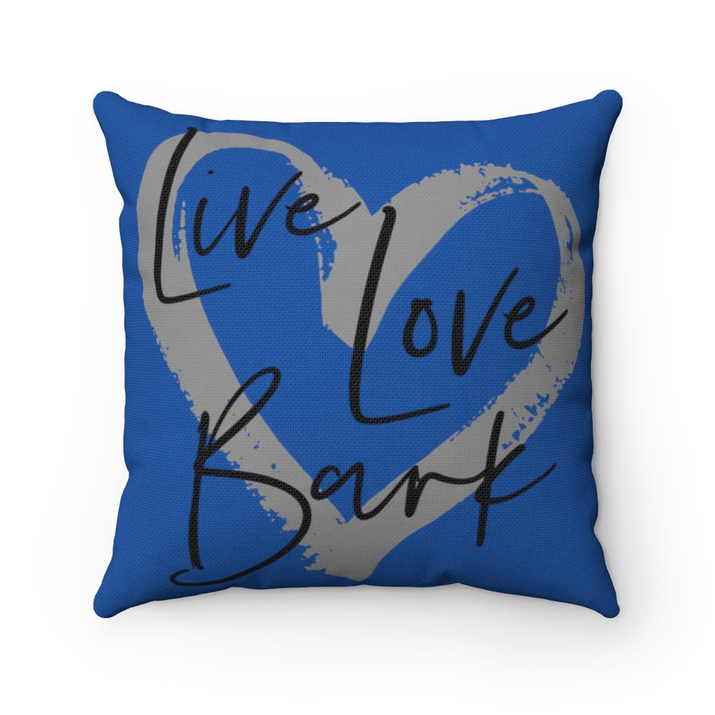 Live Love Bark - Blue Graphic Square Home Decor Accent Pillow Case - Cover