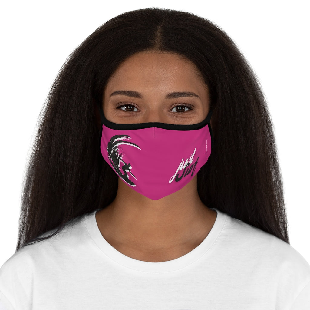 Just Surf Surfer Black White Pink Hawaiian Style Form Fitted Polyester Face Covering Mask
