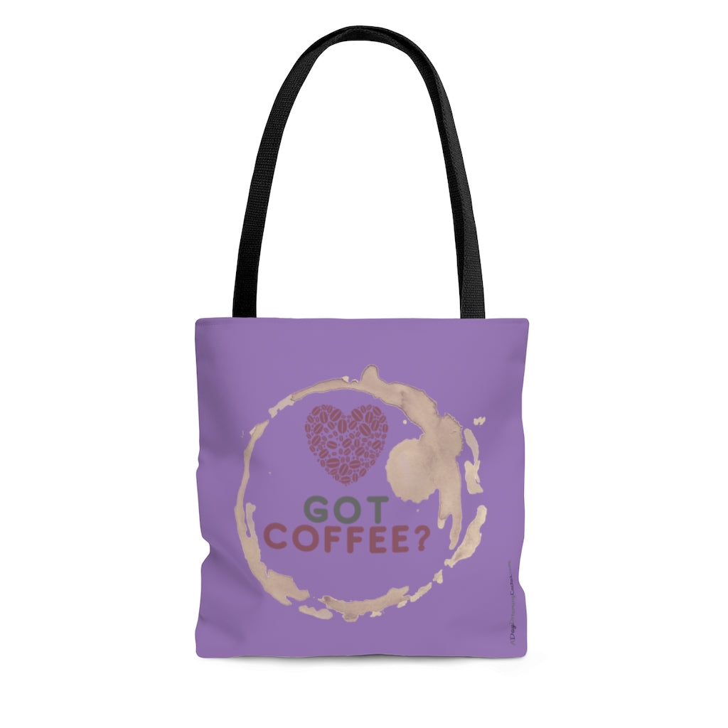 Got Coffee Pink Red Graphic Purple Tote Bag - Travel Carry-on - 3 sizes