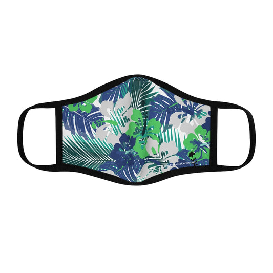 Blue Green Hawaiian Style Form Fitted Polyester Face Covering Mask