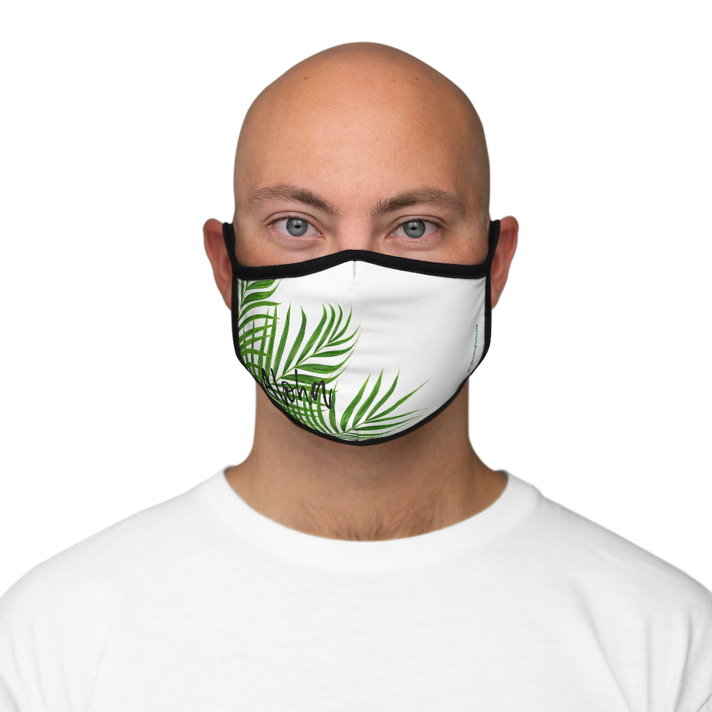 Black Aloha Palm White Hawaiian Style Form Fitted Polyester Face Covering Mask
