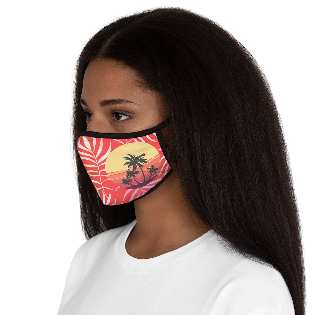 Island Sunset Orange Gold Tropical Leaf Classic Style Form Fitted Polyester Face Covering Mask