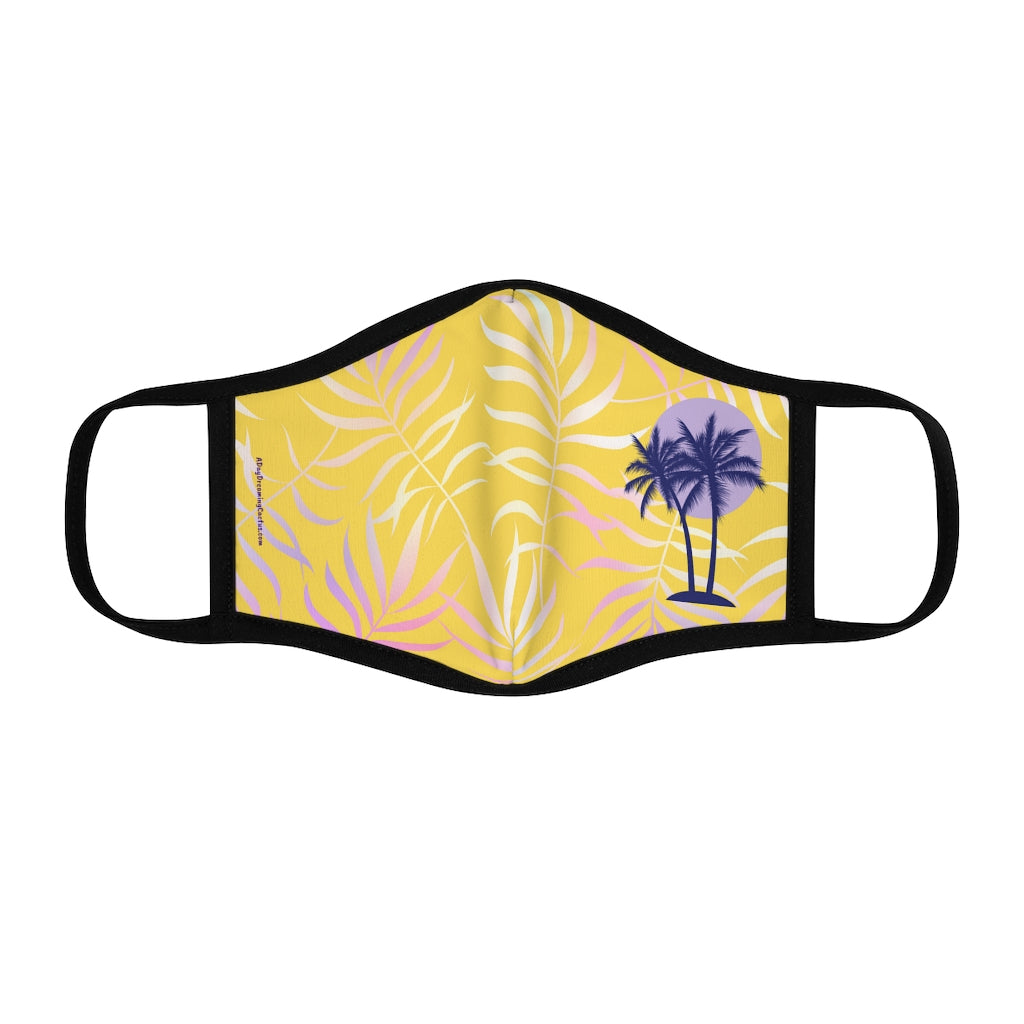 Island Sunset Gold Purple Tropical Leaf Classic Style Form Fitted Polyester Face Covering Mask