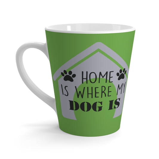 Green Home Is Where My Dog Is - Heart and Paw Latte Mug ~ Dog Lovers Coffee Tea Drinkware