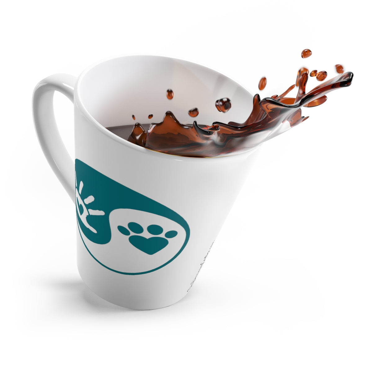 Teal Ying Yang Hand and Paw Latte Mug ~ Dog Lovers Coffee & Tea Drinkware