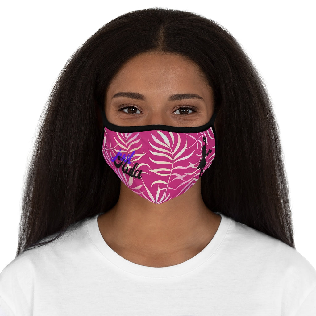 Just Hula Pink Tropical Leaf Classic Style Form Fitted Polyester Face Covering Mask