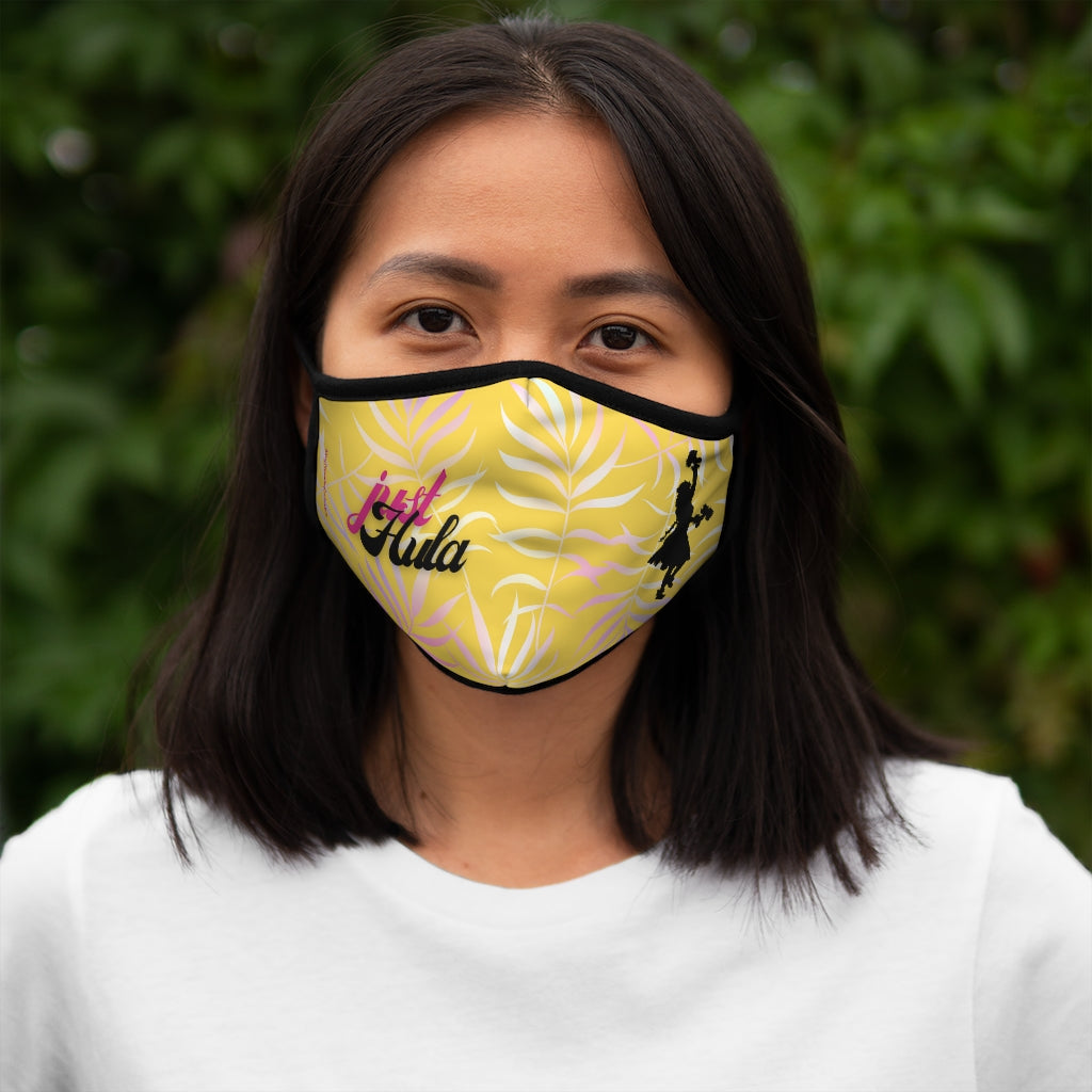 Just Hula Gold Pink Tropical Leaf Classic Style Form Fitted Polyester Face Covering Mask