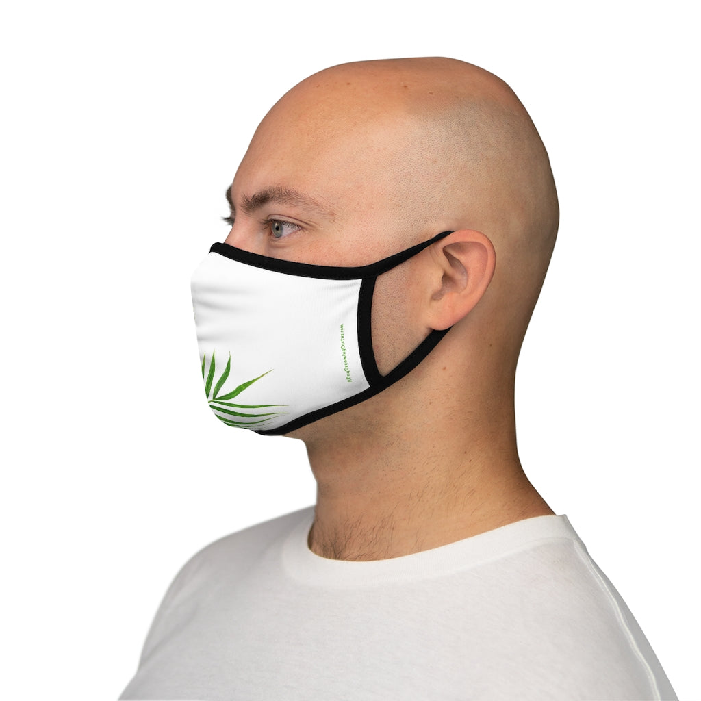 Pink Aloha Palm White Hawaiian Style Form Fitted Polyester Face Covering Mask