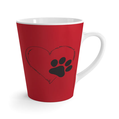 Red Home Is Where My Dog Is - Heart and Paw Latte Mug ~ Dog Lovers Coffee Tea Drinkware