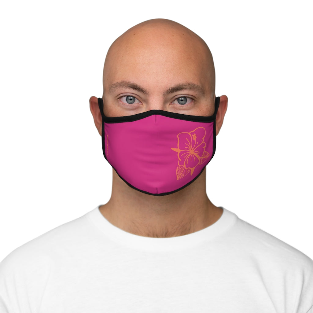 Coral Hibiscus Flower Pink Hawaiian Style Form Fitted Polyester Face Covering Mask