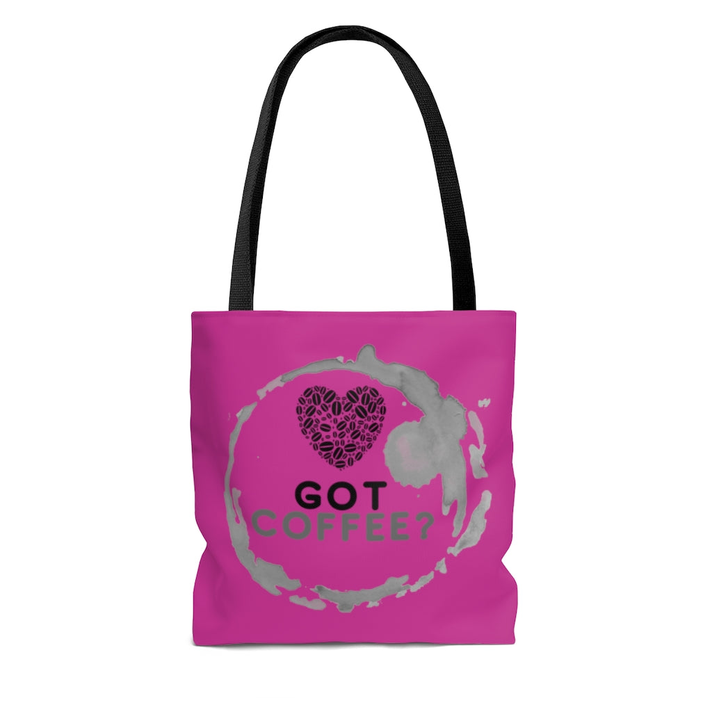 Got Coffee Graphic Pink Tote Bag - Travel Carry-on - 3 sizes