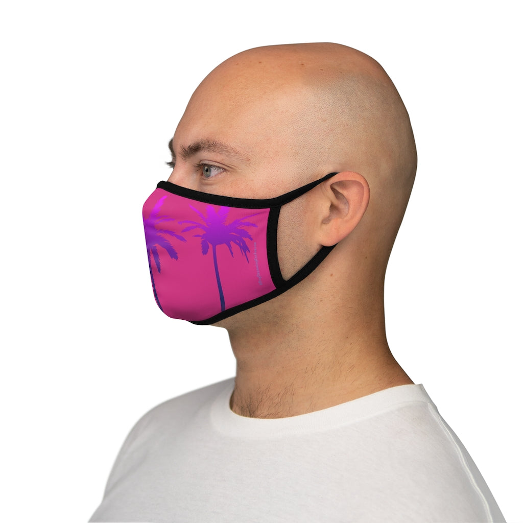Purple Palm Tree Pink Hawaiian Style Form Fitted Polyester Face Covering Mask