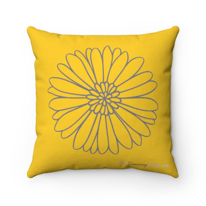 Sunflower and Roses Inspirational Quote - Gold and Teal Graphic Square Home Decor Accent Pillow Case - Cover