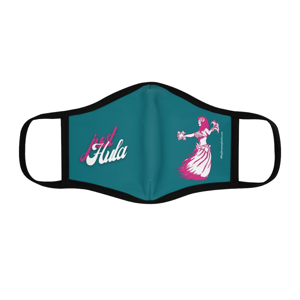 Just Hula & Hula Dancer Pink Teal Hawaiian Style Form Fitted Polyester Face Covering Mask