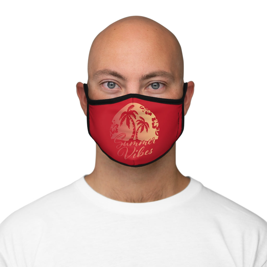Red Summer Vibes Black Hawaiian Style Form Fitted Polyester Face Covering Mask