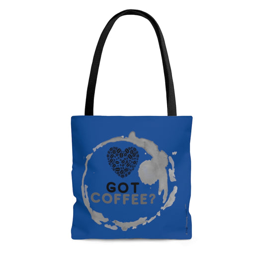 Got Coffee Graphic Blue Tote Bag - Travel Carry-on - 3 sizes