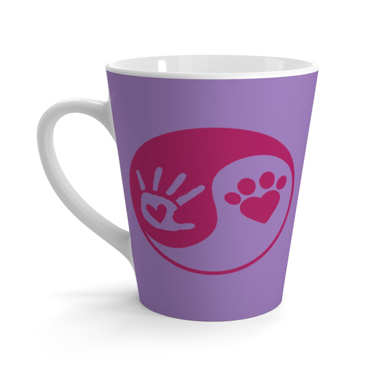 Purple and Pink Ying Yang Hand and Paw Latte Mug ~ Dog Lovers Coffee Tea Drinkware