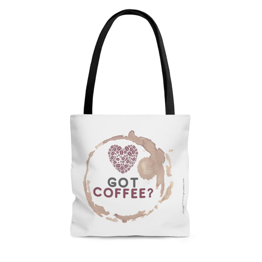 Got Coffee Pink Red Graphic White Tote Bag - Travel Carry-on - 3 sizes