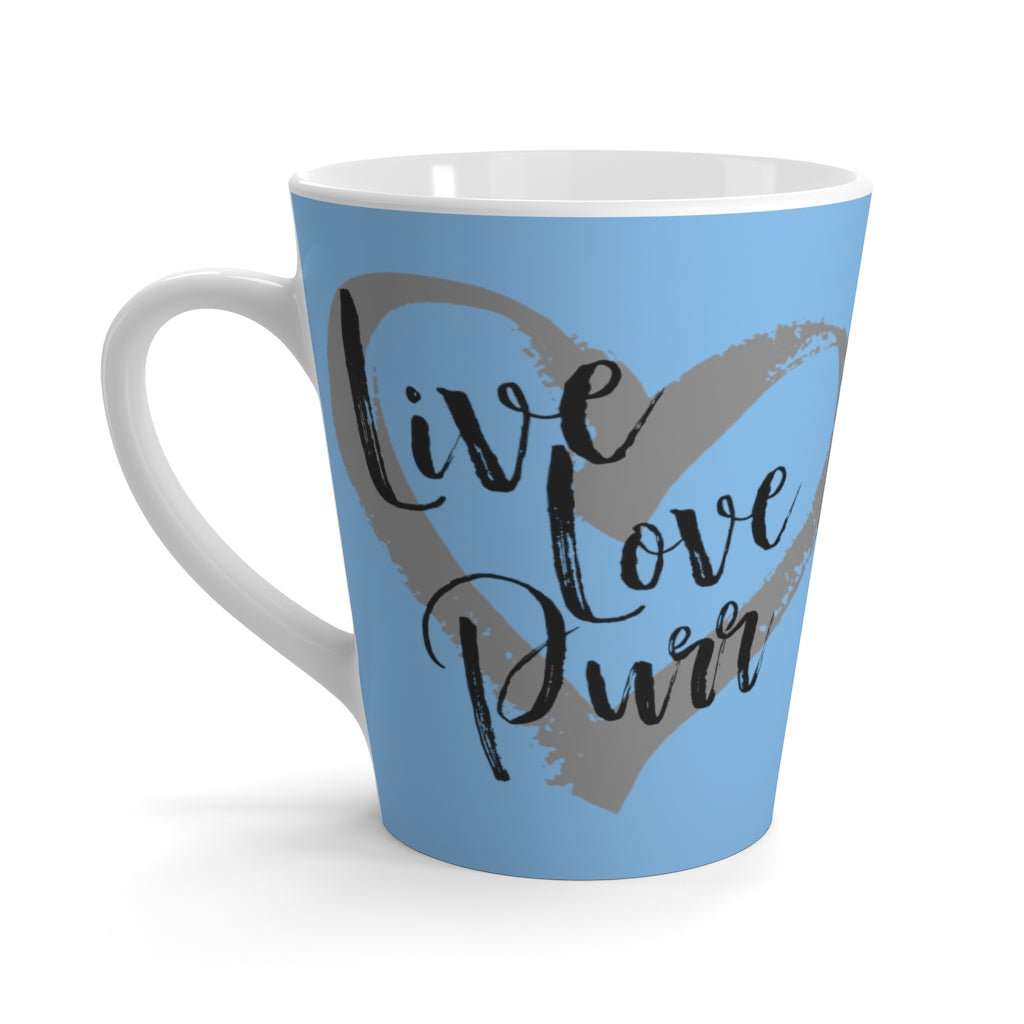 Live Love Purr - Blue Latte Coffee Mug - Tea Mug