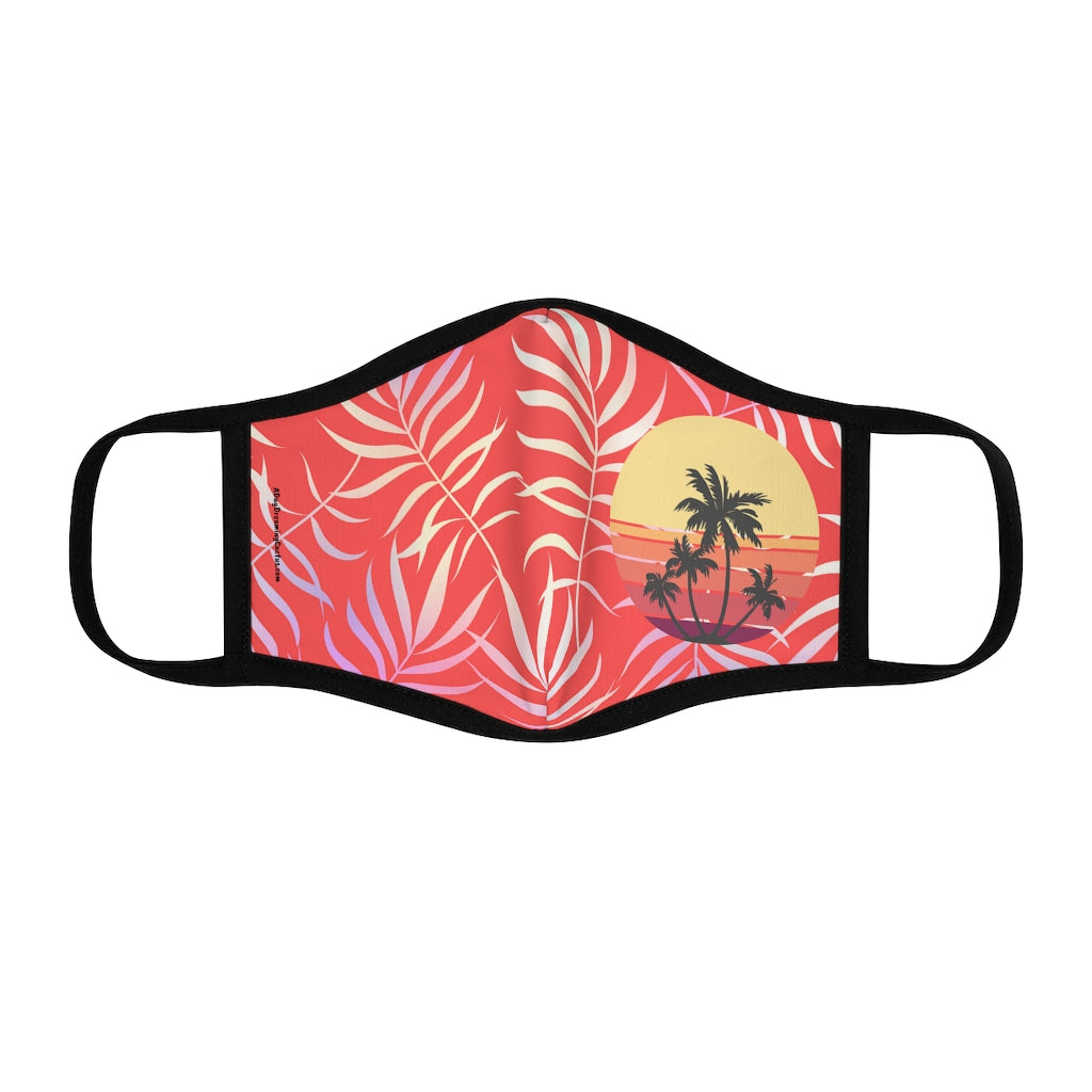 Island Sunset Orange Gold Tropical Leaf Classic Style Form Fitted Polyester Face Covering Mask