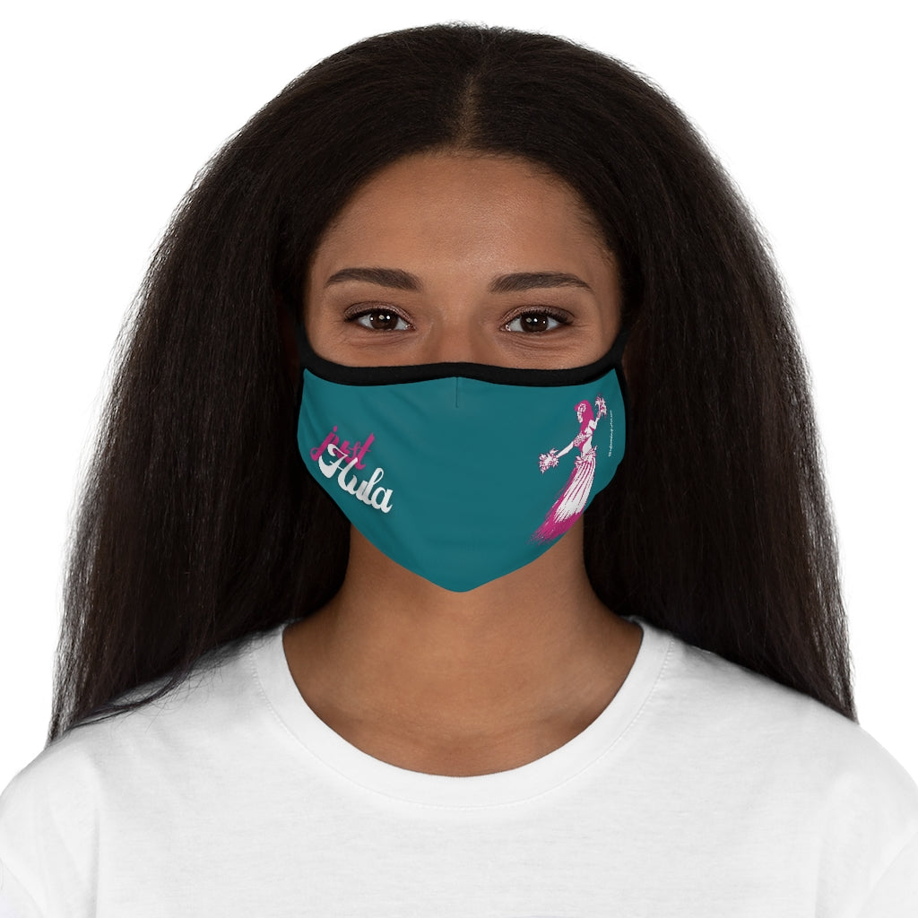Just Hula & Hula Dancer Pink Teal Hawaiian Style Form Fitted Polyester Face Covering Mask