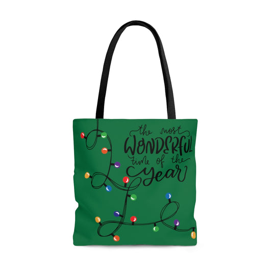 The Most Wonderful Time of Year Green Tote Bag - Travel Grocery Carry-on