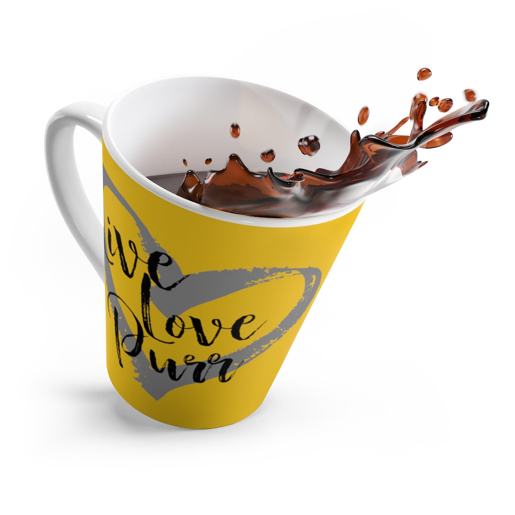 Live Love Purr - Gold Coffee Latte Mug - Tea Cup