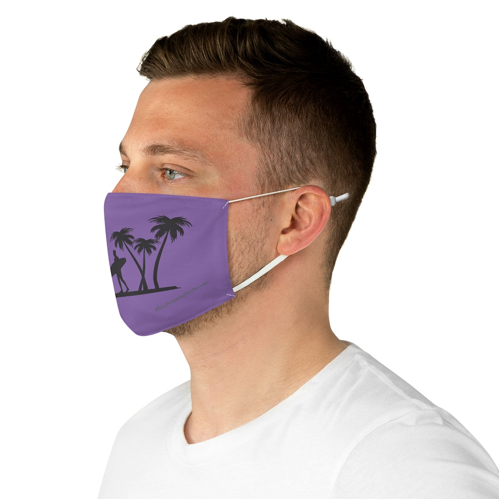 Purple Surfs Up Hawaiian Style Polyester Face Covering Mask ~ One Size Fits All ~ Elastic Ear Loops
