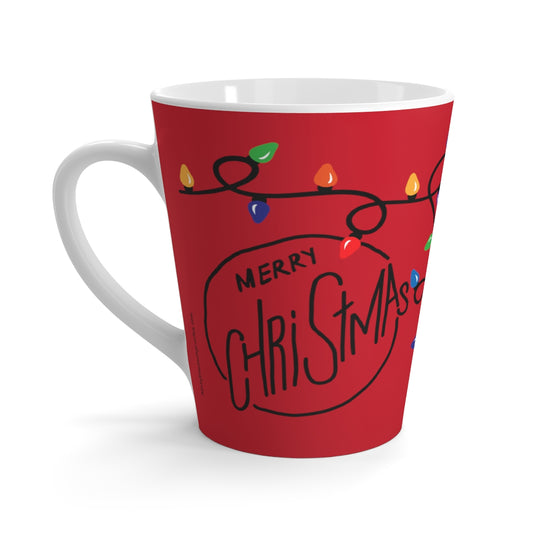 Red Merry Christmas Holiday String Lights - Latte Mug ~ Coffee Tea Drinkware