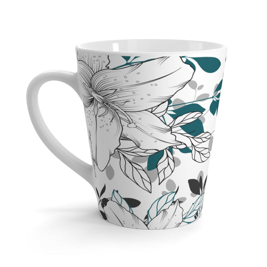 Teal Nature's Leaf and Floral Coffee Latte Mug - Tea Cup