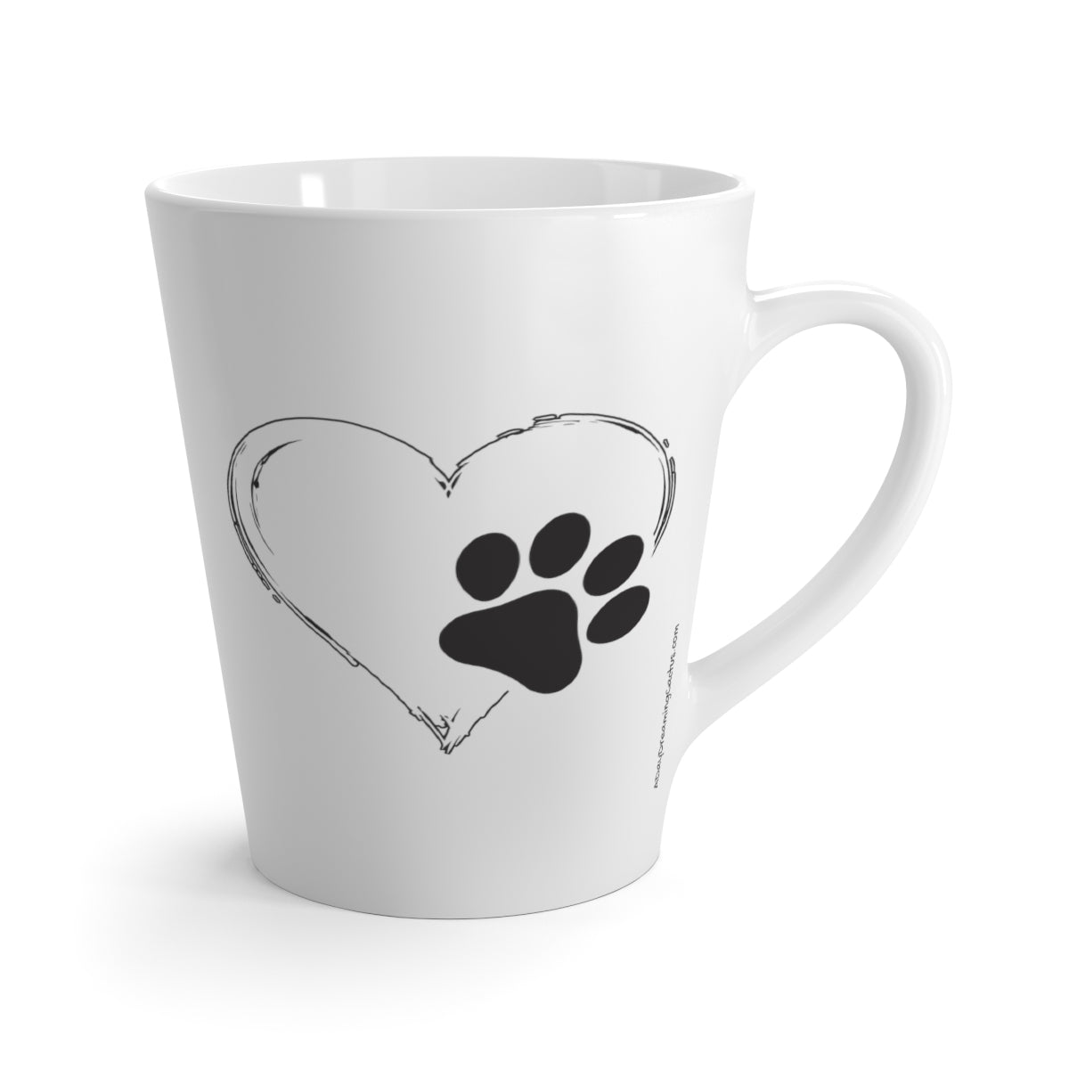 White Home Is Where My Dog Is - Heart and Paw Latte Mug ~ Dog Lovers Coffee Tea Drinkware