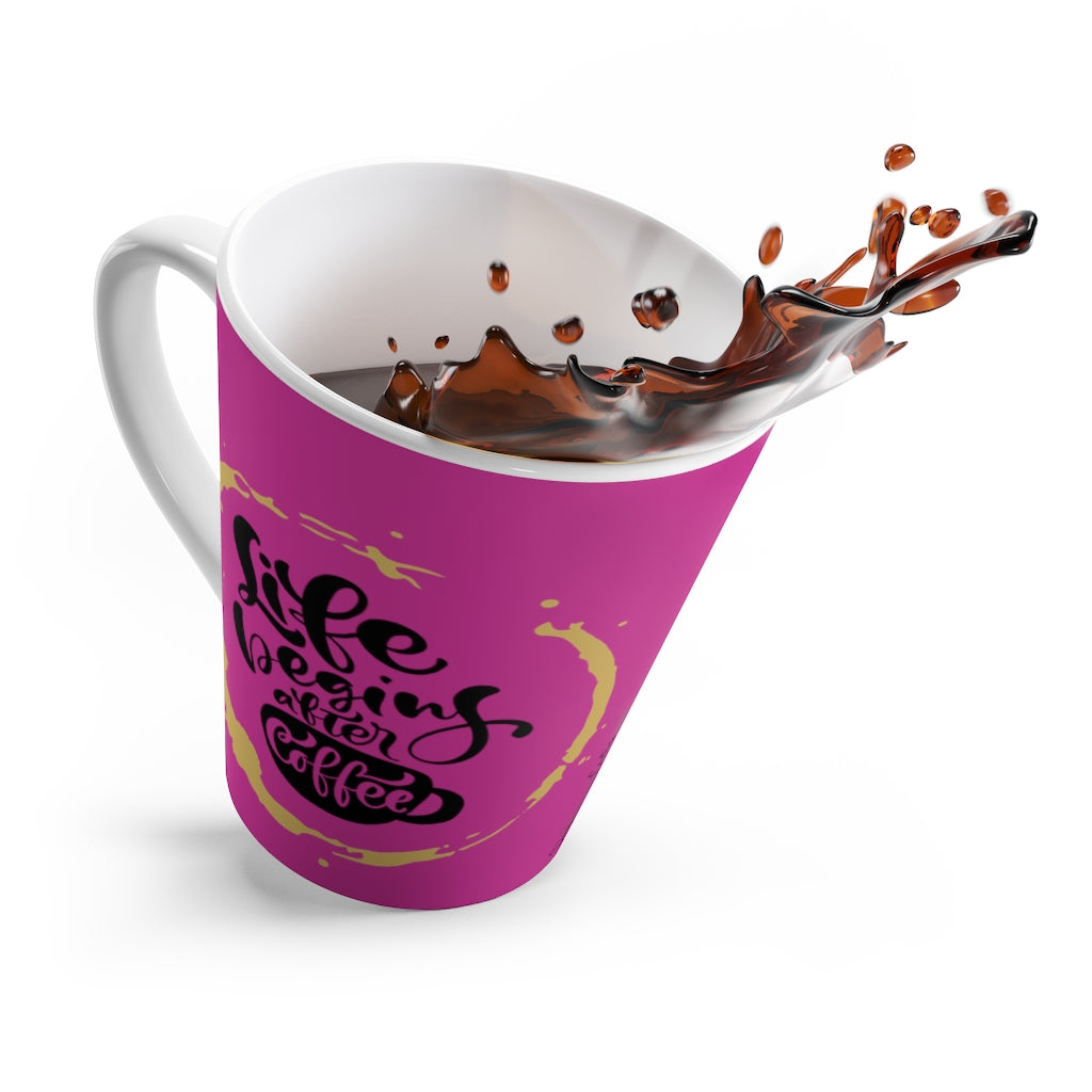 Life Begins After Coffee Pink Latte Mug - Tea Cup