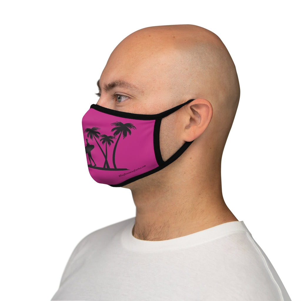 Pink Surfs Up Hawaiian Style Form Fitted Polyester Face Covering Mask