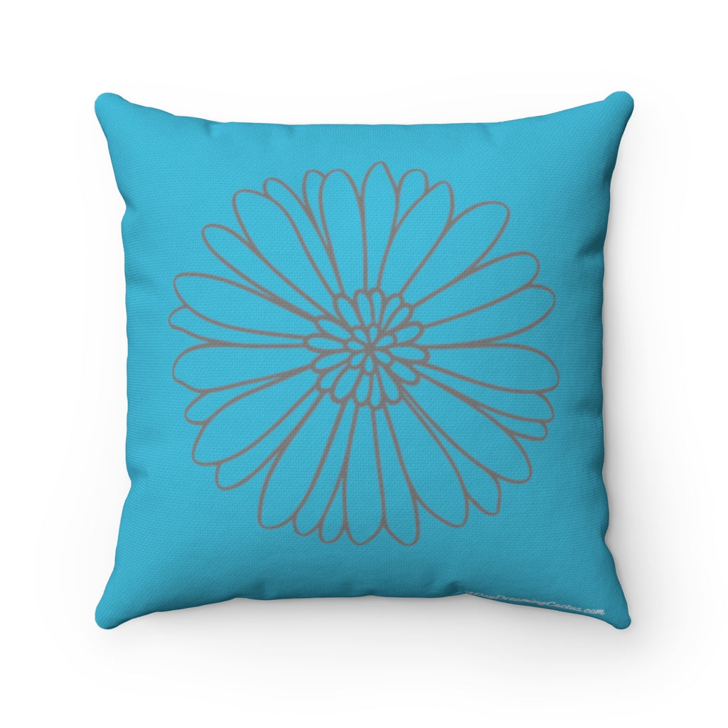 Sunflower and Roses Inspirational Quote - Light Blue and Pink Graphic Home Accent Decor Pillow Case - Cover
