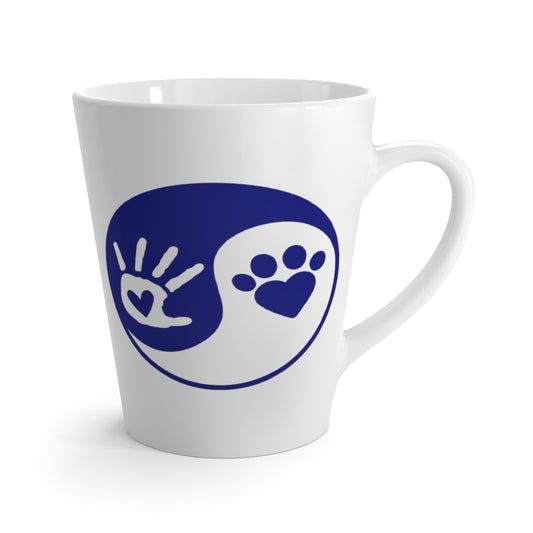 Blue Ying Yang Hand and Paw Latte Mug ~ Dog Lovers Coffee Tea Drinkware