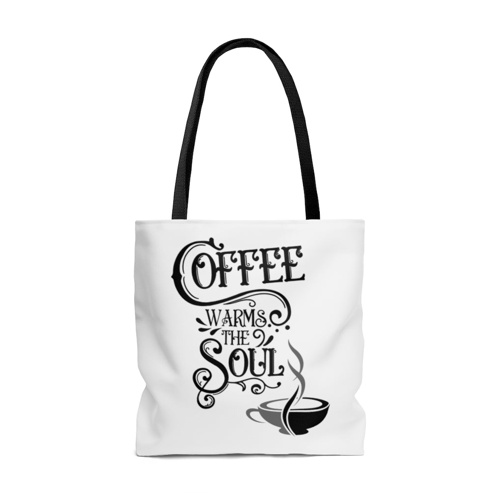 Coffee Warms The Soul Tote Bag - Grocery Travel Carry-on - 3 sizes